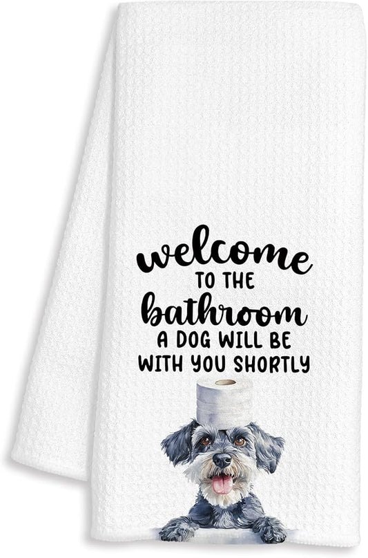 Funny Schnauzer Hand Towels for Bathroom Decor, Schnauzer Gifts for Women Men, Dog Lover Owner Gifts Decorative Hand Towels for Bathroom Restroom Room, 16x24 Inch