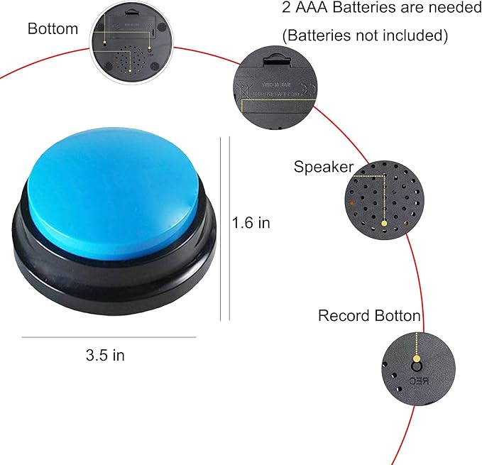 Voice Recording Button, Dog Buttons for Communication Pet Training Buzzer, 30 Second Record & Playback, Funny Gift for Study Office Home, Talking Buttons for Dogs (2 Packs)
