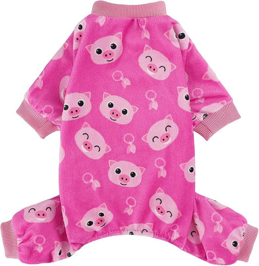 Kosiyi Dog Clothes for Small Dogs Girl Boy Puppy Pajamas, Stretch Fleece Winter Spring Doggie Outfit, Lightweight Velvet Pet Jumpsuit, Pjs, Onesies Dog Apparel, Pink Pig, XS