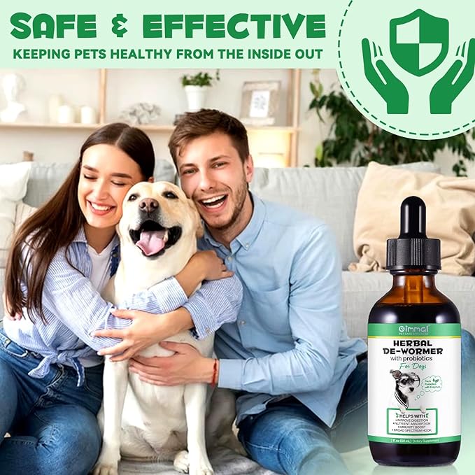 No More Worms - Natural Broad Spectrum Treatment for All Dogs, Herbal Cleanse, Digestive Support for All Breeds, Gut Health, Supplement Drops Enhanced with Probiotics for Puppy & Peros