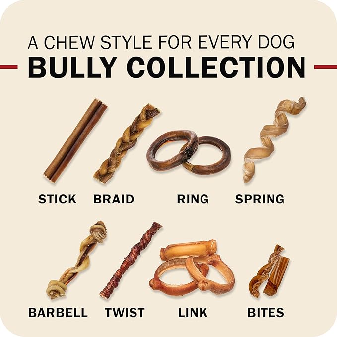 Redbarn Pet Products All-Natural 7" Braided Bully Sticks for Dogs - Premium Slow Roasted Long Lasting Chews Made with 100% Beef - Healthy Single Ingredient Low Odor - 8 Count - Packaging May Vary