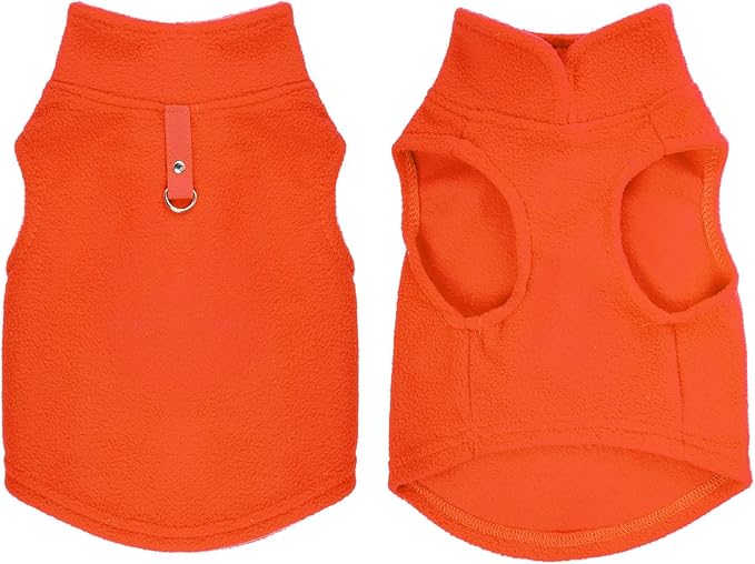 Rbenxia 4 Piece of Rose Red Dog Sweater with Leash Ring Soft Fleece Vest Dog Pullover Warm Jacket Pet Dogs Clothes Winter Dogs Outfits for Small Puppy Cat Pets (Rose Red+Orange+Blue+Purple, Small)