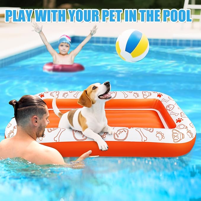 Large Dog Pool Float, 55x35/60x35 Inch Dog Float Raft for Pool Lake River, Puncture Proof Dogs Floatie Boat Pet Float for Large Medium Small Dogs Holds Up to 110/220 Lbs