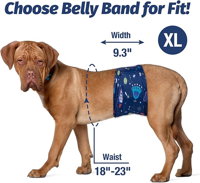Pet Soft Dog Belly Band - 3 Packs Reusable Dog Diapers Male Doggy Diapers Wraps - Washable Dogs Belly Bands for Male Dogs (Starry Sky, XL)