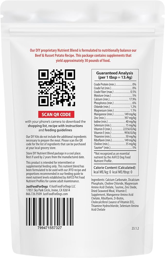 DIY Human Quality Dog Food - Beef and Russet Potato Recipe (129 Grams)