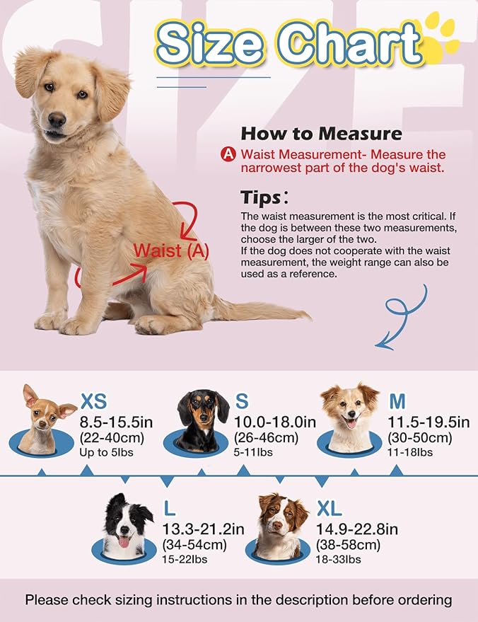 Dono Dog Diapers Female for Large Dogs with Stretchy Waist, Disposable Full Wrap Puppy in Heat Period Diapers, 360° Leak-Proof Super Absorbent Doggie Small Medium
