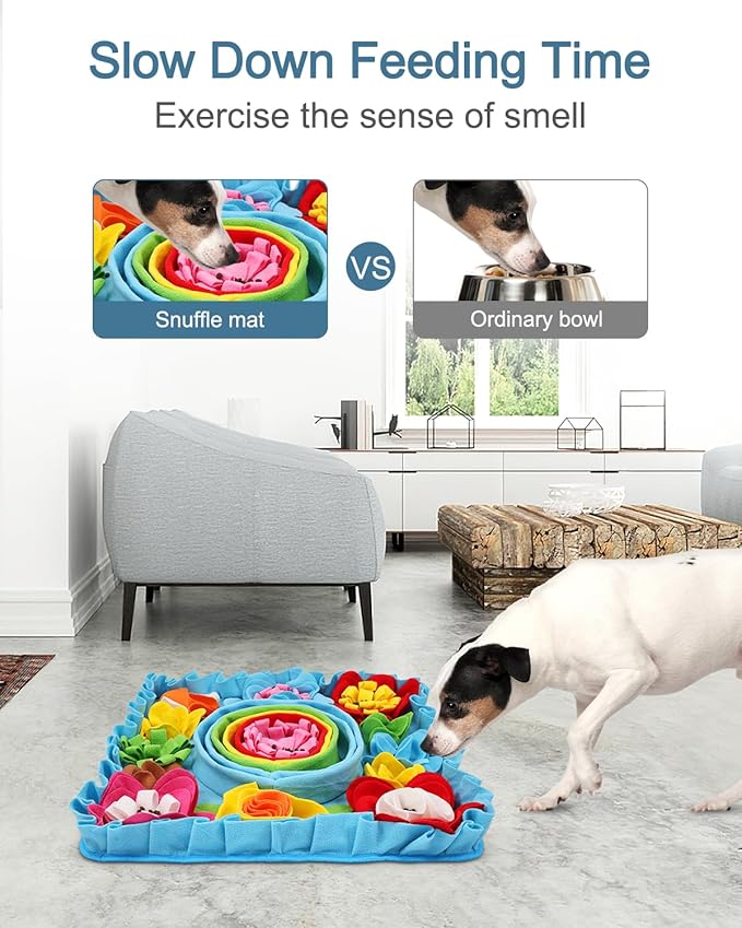Upgraded Snuffle Mat for Dogs, 19.7''x19.7'' Interactive Feed Game for Boredom, Felt Wool Dog Feeding Mats for Small/Medium/Large Dogs, Encourages Natural Foraging Skills and Stress Relief