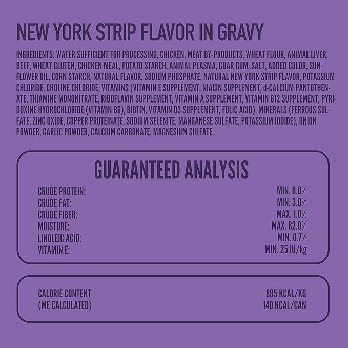 A Strong Heart Wet Dog Food, New York Strip Flavor in Gravy - 5.5 oz Cans (Pack of 24), Made in The USA with Real Beef