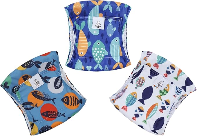 CuteBone Dog Diapers Male Belly Bands 3 Pack for Male Dogs Reusable Puppy Wraps