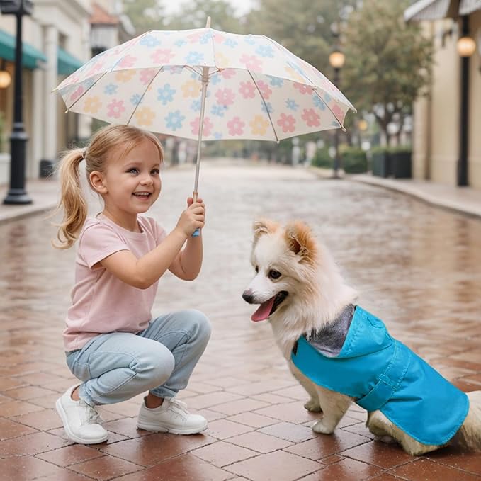 Dog Raincoat Dog Rain Jacket Poncho Waterproof Snowproof Pet Rain Suit Double-Layered Warm Lining Hooded Leash Hole Adjustable for Medium Dogs,Blue,XXXL,Back Length 17-21.5 inches