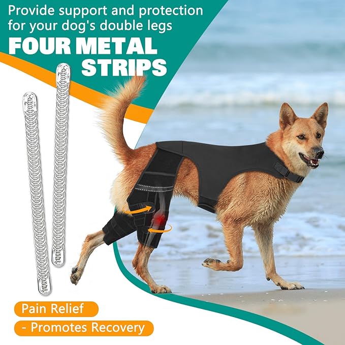 Dog Knee Brace for Hind Legs ACL Support - Adjustable Double Back Leg Brace for Dogs with Joint Pain Relief, Luxating Patella, Arthritis Recovery, Hip Dysplasia (Small)