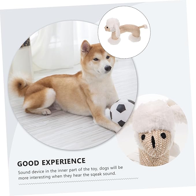 SUPVOX 1pc Plush Pet Toy Squeakers and Chew Toy for Dogs and Puppies for Teething and Boredom Relief Beige Poodle