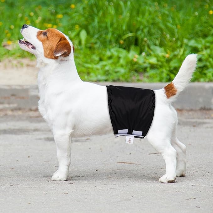 CuteBone Dog Diapers Male Washable Belly Band for Male Dogs Wraps Black 3pcs a Pack DM44M