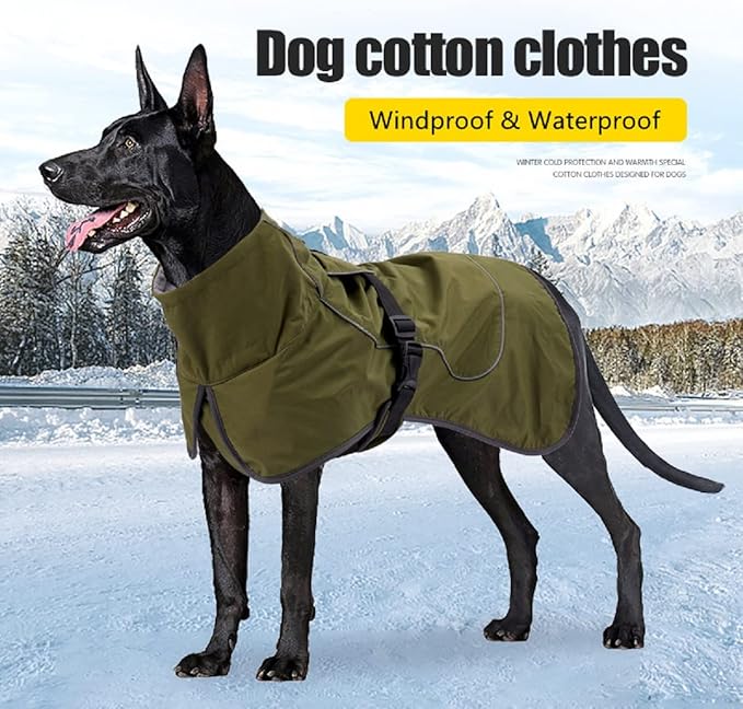 Raincoat - Waterproof Winter Jacket for Dogs, Windproof Coat With Velvet Inner and Reflective Strip, Black L