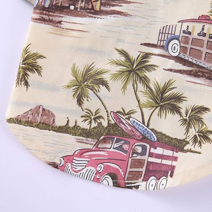 Tangpan Summer Pet Daisy Hawaiian Beach Plaid Print Shirts Clothes for Dog Beige L
