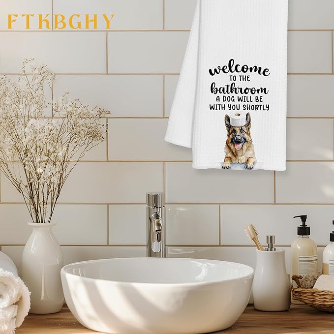Funny German Shepherd Hand Towels for Bathroom Decor, German Shepherd Gifts for Women Men, Dog Lover Gifts Decorative Hand Towels for Bathroom Restroom Room, 16x24 Inch