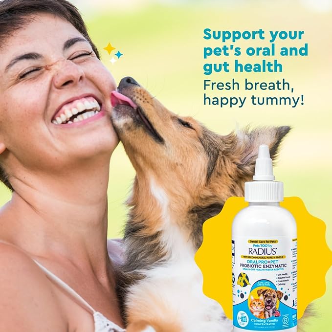 RADIUS OralPro+ Pet Probiotic Dental Water Additive (Enzymatic), Concentrate, 4 OZ, 2 Pack Pet Water