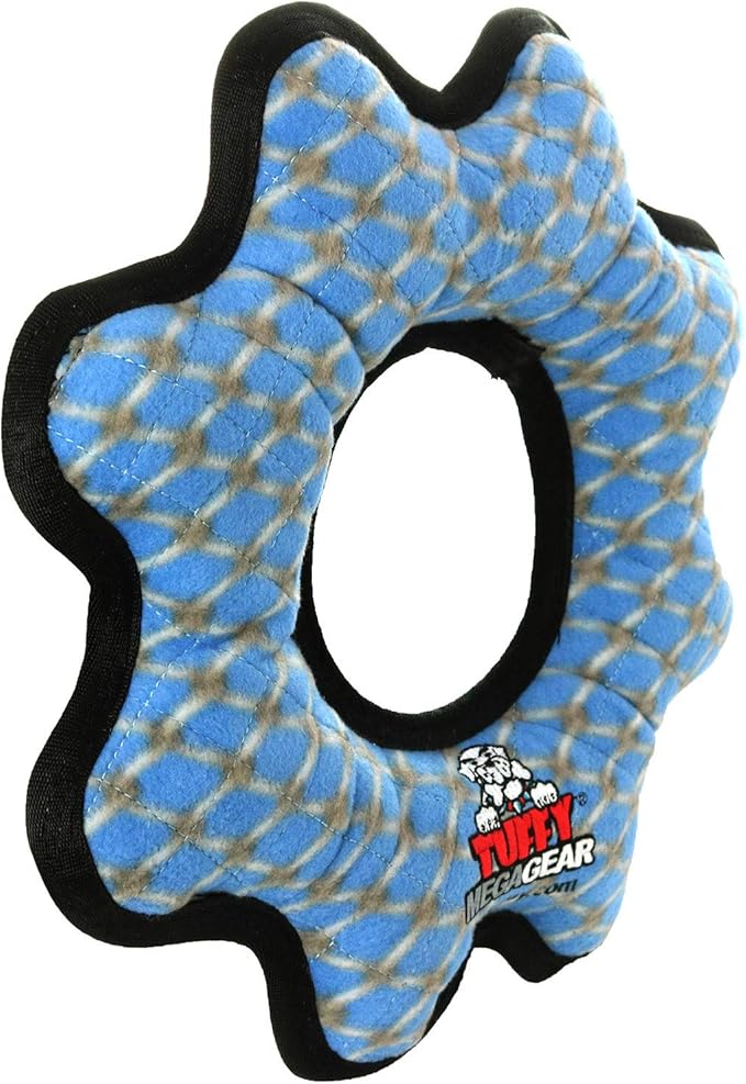 TUFFY - World's Tuffest Soft Dog Toy - MEGA -Multiple Layers. Made Durable, Strong & Tough. Interactive Play (Tug, Toss & Fetch). Machine Washable & Floats (Gear Ring Chain Link, Large 2 Pack)