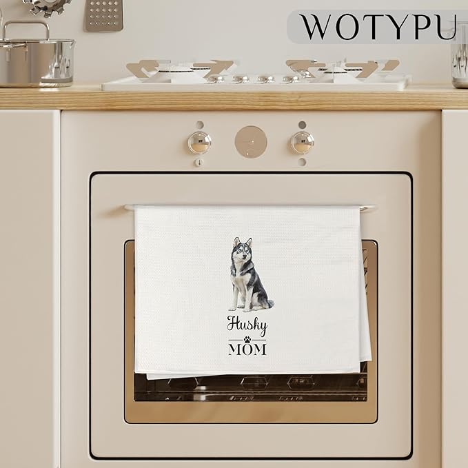 Husky Mom Gifts Kitchen Towels, Gifts for Husky Lovers Dish Tea Towels, Dog Mom Owner Gift Decorative Hand Towel for Bathroom, 16x24 Inch