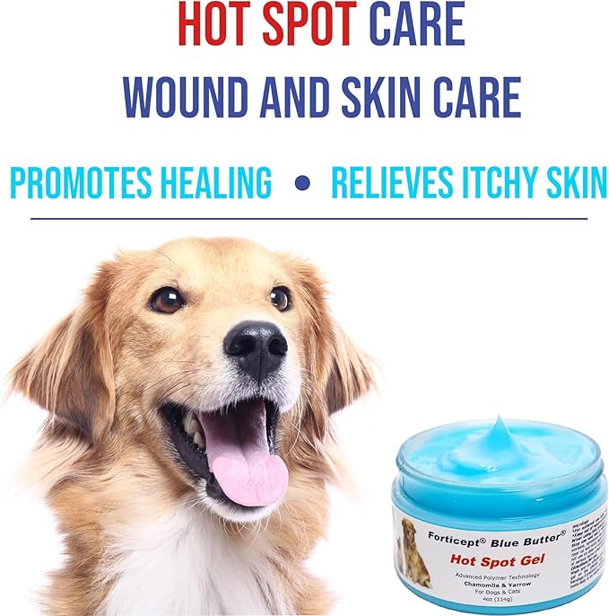 Forticept Blue Butter – Hot Spot Treatment for Dogs & Cats, Wound and Skin Care Infections, Cuts, Rashes Gel Veterinary Strength Topical Ointment 2oz