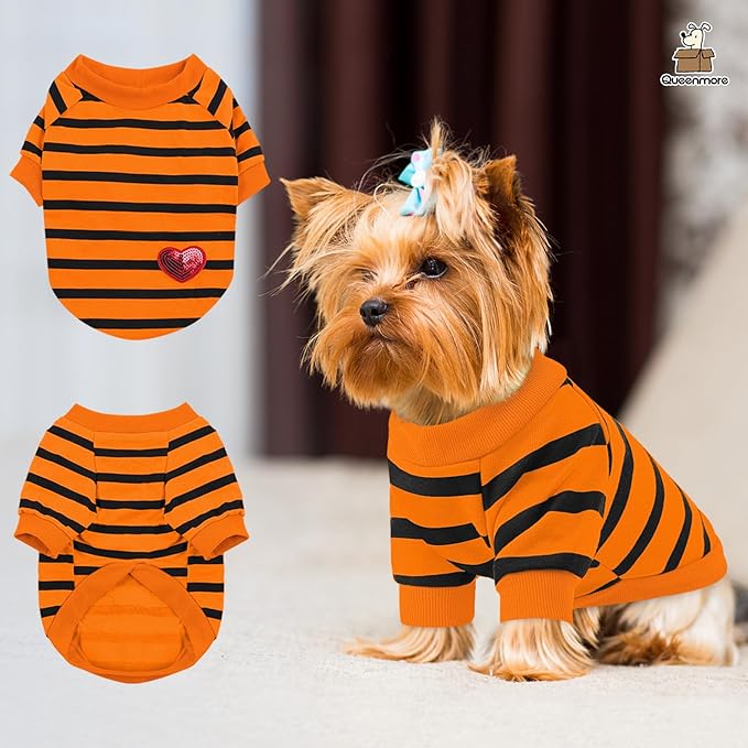 Queenmore Small Dog Shirt,Soft Breathable Dog Shirt for Dogs Cats Boy Girl,Pet Clothes for All Season,Breathable Lightweight Pet Tshirt for Frenchie, Dachshund, Yorkie