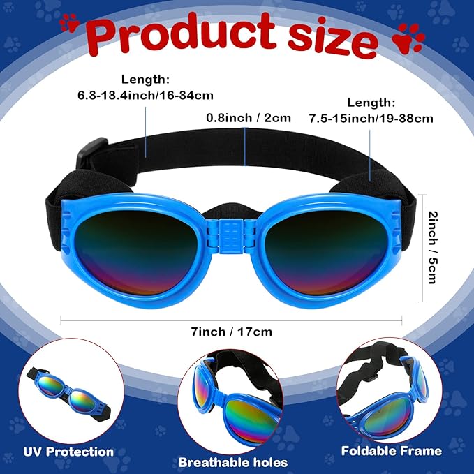 6 Ps 4th of July Dog Bandanas and Goggles Set, American Flag Pet Triangle Scarf Bibs Dog Eye Wear Sunglasses Independence Day Patriotic Pet Costume Accessories