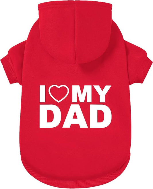 GreenJoy Dog Sweater Dog Hoodie Cold Weather Coat Hooded Sweatshirt for Puppies,Cats, Small Medium Large Dogs (Red(I Love My Dad), Medium/Large)
