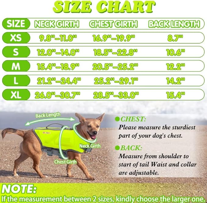 Dog Life Jacket - Small Dog Flotation Vest with Reflective Stripes and Rescue Handle