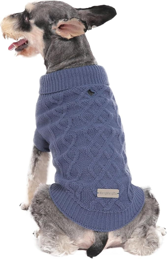 Dog Warm Winter Sweater Pet Clothes Knitwear for Medium Dog for Corgi, West Highland, Schnauzer, Border Collie, Dog Outfits (Dark Blue XL)