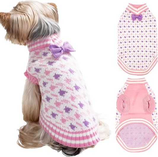 Small Medium Dog Sweater, Soft Breathable Knit Pet Clothes for Spring Transition, Lightweight Pink Puppy Outfit for Pug, Frenchie, Corgi, Cute Doggy Apparel for Spring Walks (Pink, XL)