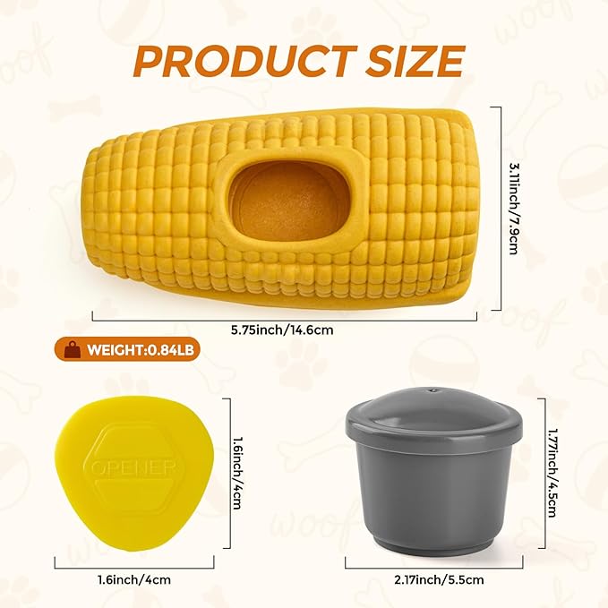 Dog Frozen Treat Toys, Dog Enrichment Toys, Interactive Dog Toys for Large Dogs, Indestructible Dog Toys to Keep Them Busy, Corn Shape