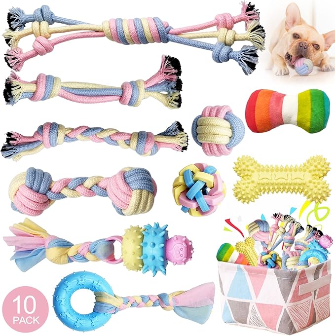 Puppy Chew Toys - Interactive Teething Dog Rope Toy & Balls for Small Dogs