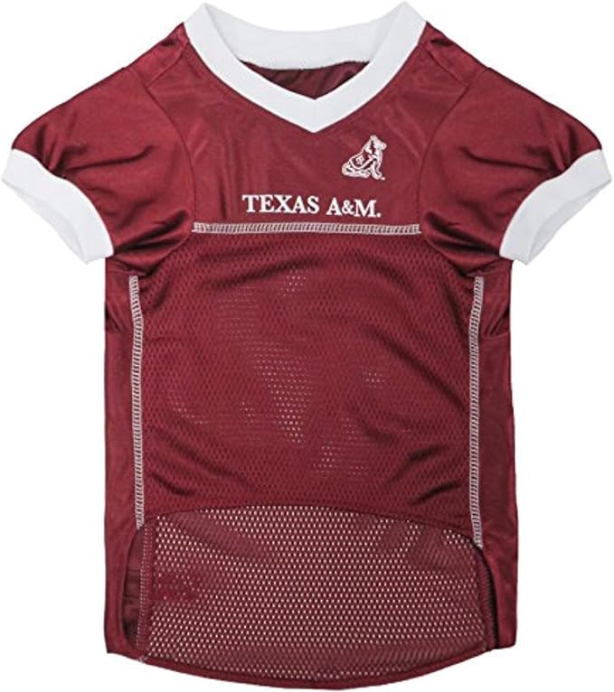 Pets First NCAA College Texas A&M Aggies Mesh Jersey for DOGS & CATS, Medium. Licensed Dog Jersey with your Favorite Football/Basketball College Team