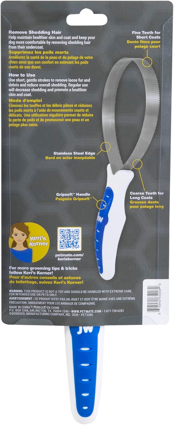 JW Pet Company GripSoft Dog Brush - Loop Blade Dog Brush for Shedding & Mats