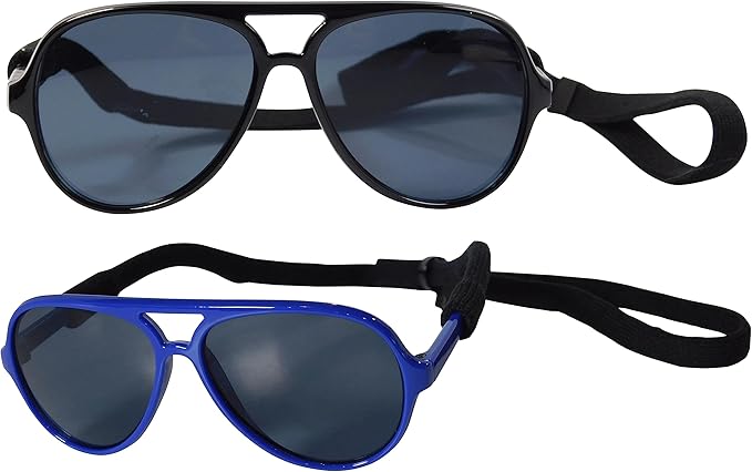 G010 Dog Pet Costume Prop Aviator Sunglasses Medium Breeds 20-40 lbs (2-Pack Black+Navy Blue)