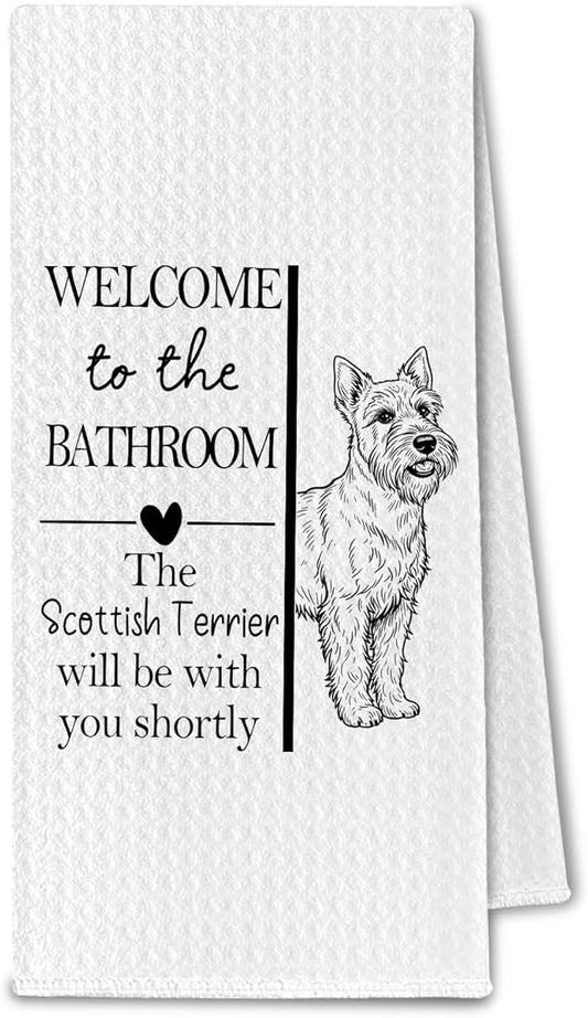 Scottish Terrier Gifts Bathroom Hand Towels, Scottie Dog Owner Lovers Gifts for Women, Funny Dog Decorative Hand Towel for Bathroom Kitchen Decor, 16x24 Inch