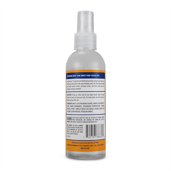 Arm & Hammer Complete Care Dog Dental Spray, 6 Fl Oz | Mint Flavor Dog Dental Spray for Easy Brushless Cleaning | Baking Soda Enhanced Formula for Fresh Breath and Tartar Control (Pack of 2)