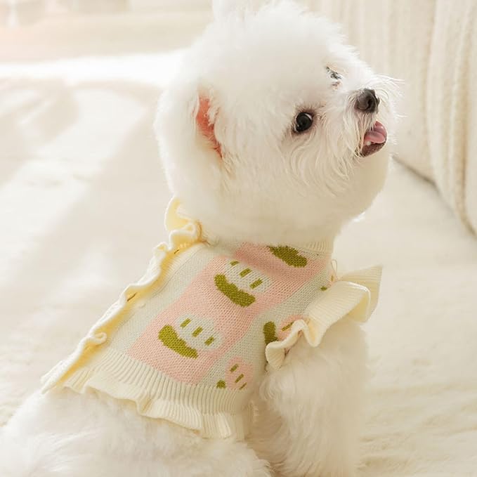 Cute Tulip Flower Sweater Winter Dog Sweater Puppy Coat Thick Dog Clothes for Small Medium Dogs Boy Girl