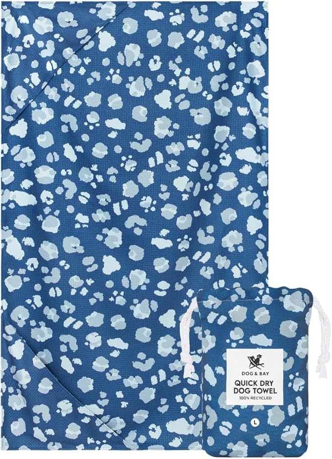 Dock & Bay Pet Towel - Super Absorbent & Quick Drying Dog Towels with Bag - 100% Recycled - K9 Camo, Large (120x70cm, 47x27)