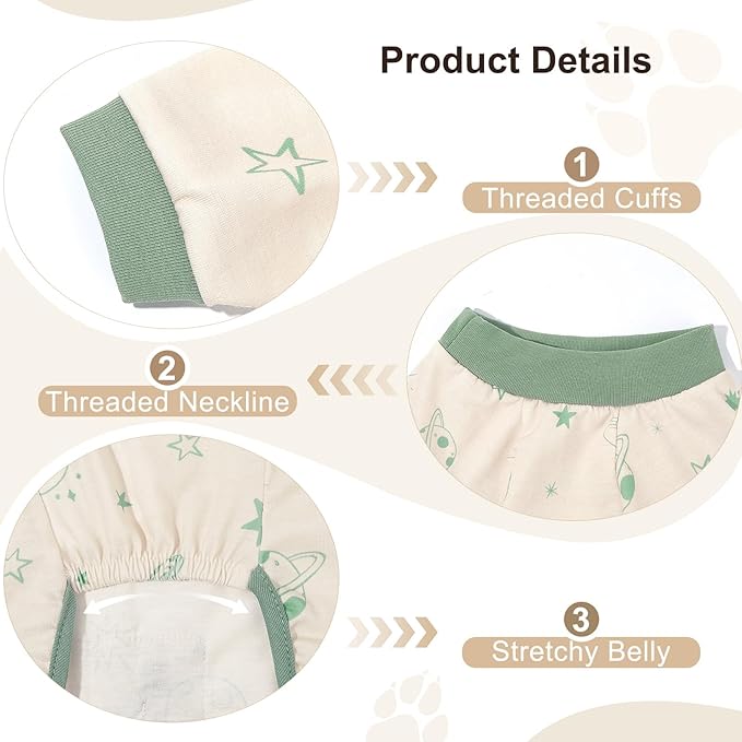 Bienbee Dog Pajamas, 4 Pack Dog Recovery Suit Shedding Suit Cute Soft Puppy Clothes Dogs Pjs Onesies Jammies Adjustable Breathable & Stretchy Clothes for Small Medium Large Dogs Girl Boy Puppy-S