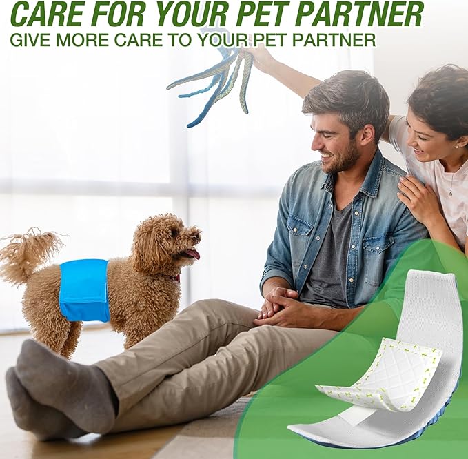 Dog Diaper Liners Booster Pads for Male & Female Dogs, Disposable Doggie Diaper Inserts Fit Dog Belly Bands and Male Wraps, Super Absorbent and Leakproof Long-100Count