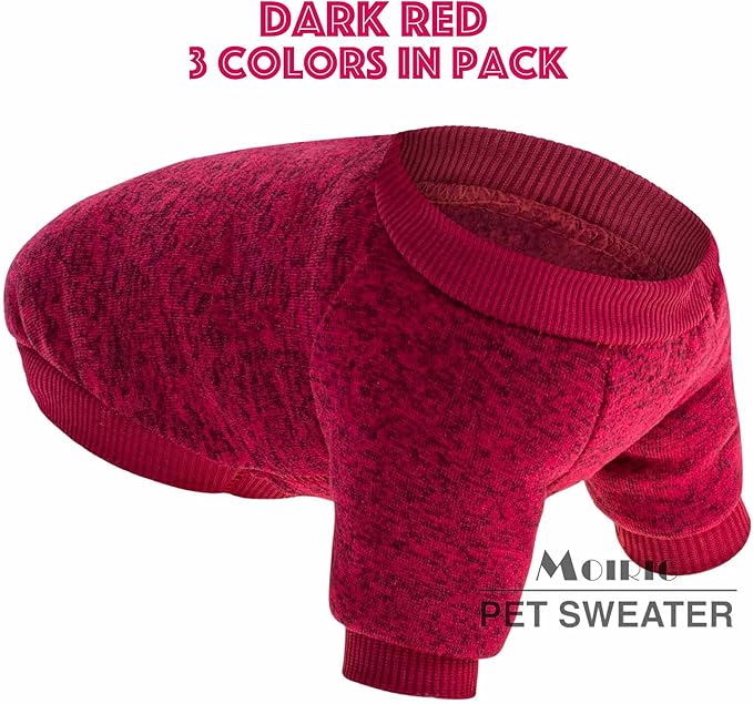 Dog Sweater, Dog Sweaters for Small Dogs, 2, 3 Pack Warm Soft Pet Clothes for Puppy, Medium Large Cat, Dogs Girl or Boy, Dog Shirt for Winter Christmas (Red+Green+Coffee, Small)