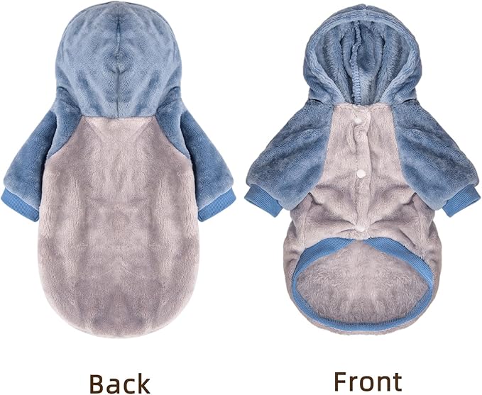 FabriCastle Dog Hoodie Sweater for Small Dogs Boy and Girl, Small Dog Clothes XS XXS Puppy Sweatshirt, Pet Outfit, Cat Clothing Super Soft Warm Snap On Closure (Lightgrey-Blue, X-Large)