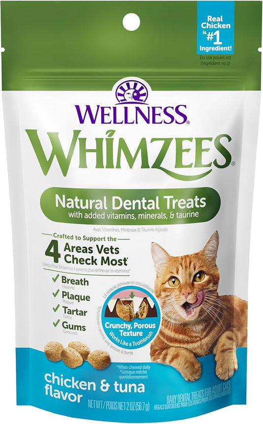WHIMZEES Wellness Cat Dental Treats, Chicken and Tuna Flavor, (2 Ounce Bag)