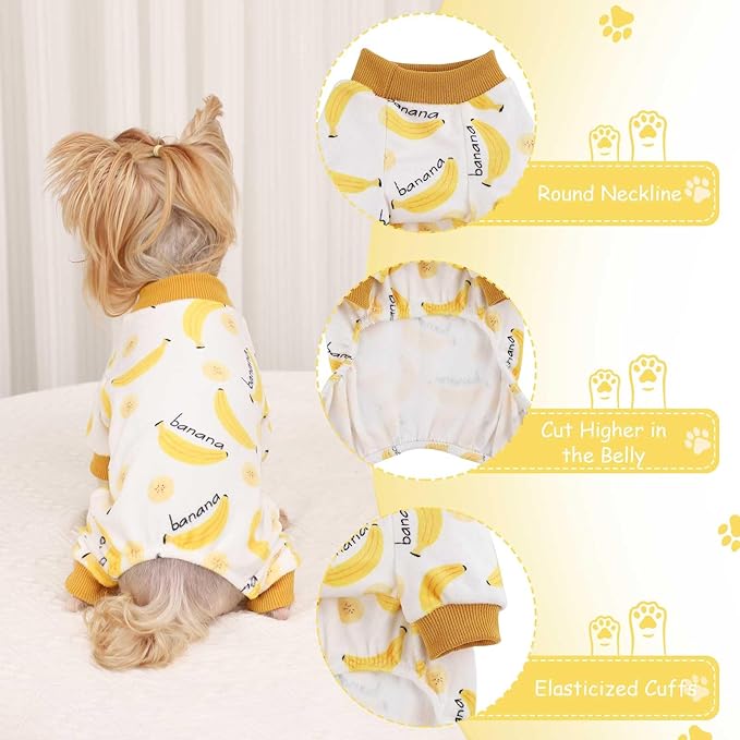 Kosiyi Dog Clothes for Small Dogs - Girl & Boy Dog Pajamas, Stretch Fleece Winter & Spring Outfit, Lightweight Velvet Dog Jumpsuit, Pjs, Onesie