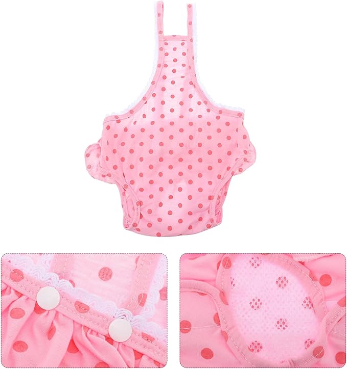 Pet Dog Diapers Female Physiological Panties with Suspenders, Pink M Size, Soft Breathable Fabric for Heat Cycle Protection, Suitable for Small to Medium Female Dogs