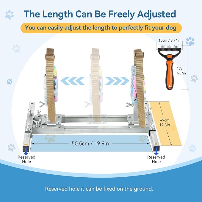 Dog Breeding Stand, Stainless Steel Breeding Stand for Dogs, Shoulder Height 5.9 IN - 13.8 IN,Pet Fixed Bracket for Small Dogs,Adjustable Height and Length,Strong Grooming Breeding Stand (S)
