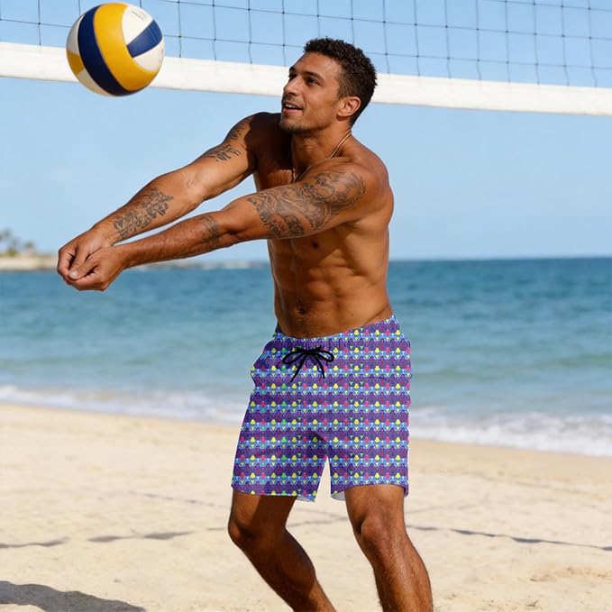 Mens Swim Trunks with Compression Liner Quick Dry Zipper Pocket Bathing