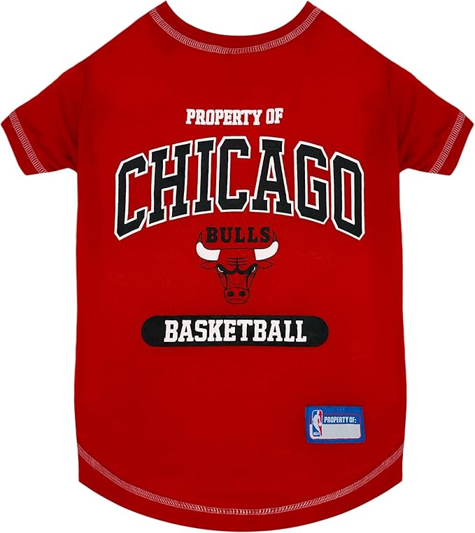 Pets First NBA Licensed Hoodies & T-shirt for Dogs & Cats, Chicago Bulls, Small