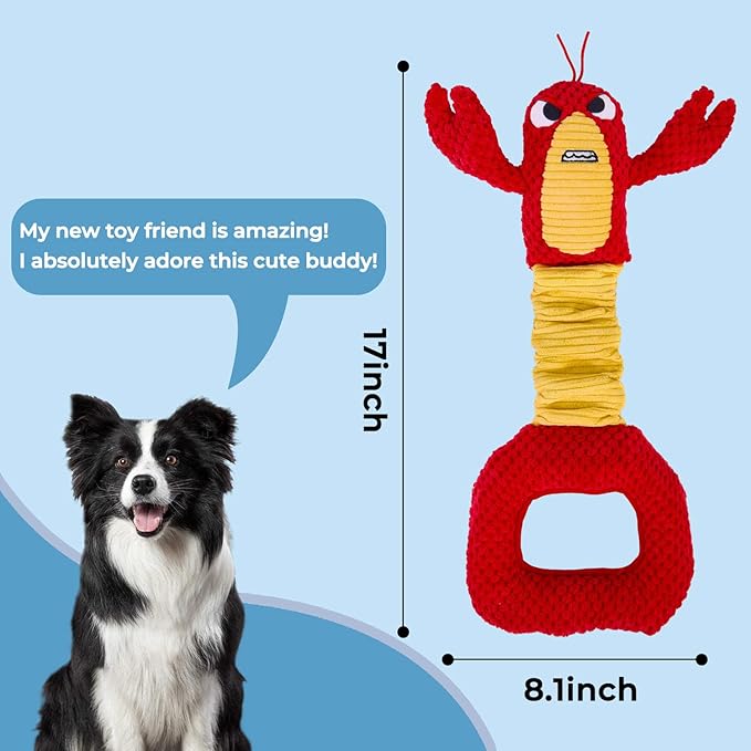 Squeaky Dog Puppy Toys, Stuffed Plush Animal to Keep Them Busy for Small Medium Large Dogs & Aggressive Chewers, Soft Indestructible Pet Chew Toys with Crinkle Paper, Best Tug of War Stuff for Puppies